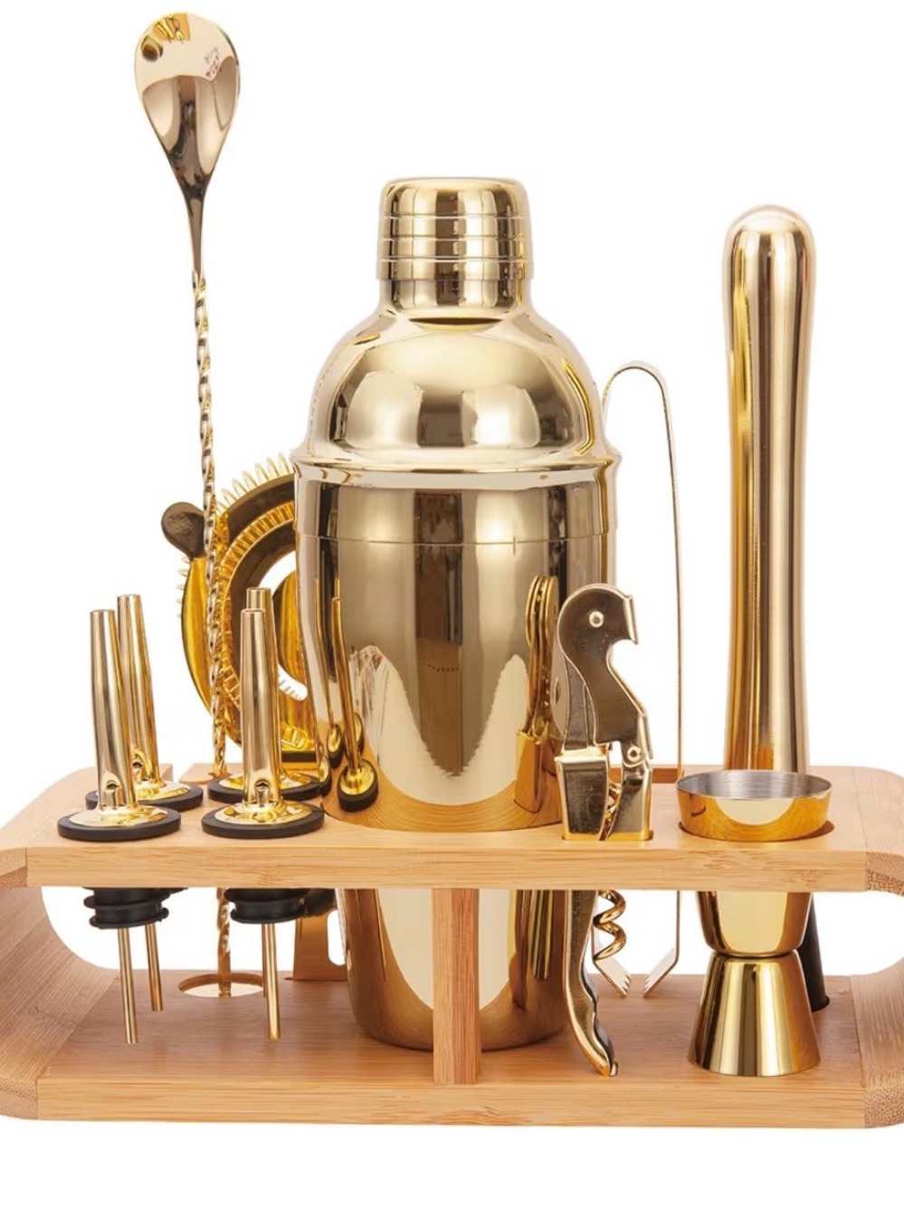 Gold 12Pcs-Cocktail Shaker Set Stainless Steel Bartending Kit 18.6oz Cocktail